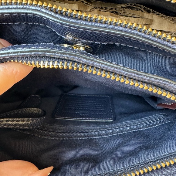 Coach Authentic Navy Leather Christie Carryall Mini Purse Handbag Minimalist Bag - Picture 8 of 10